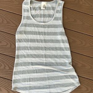 Anthropologie birdcage  grey/silver stripe metallic knit racer back tank SZ S